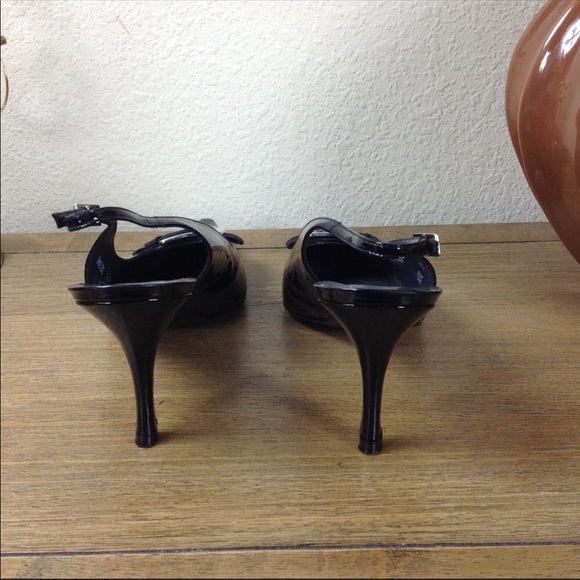 Stuart Weitzman Black Patent Leather Sling Backs - Picture 5 of 8